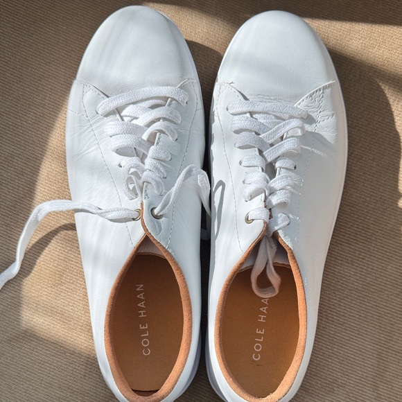 Cole Haan Woman’s Lou Classic White Leather Sneakers - Picture 4 of 8